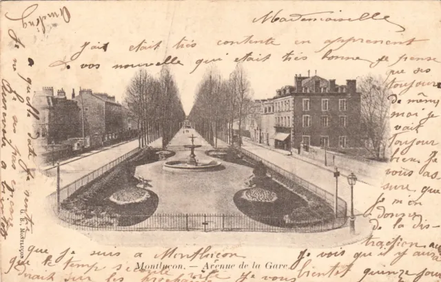 CPA  - MONTLUCON - avenue de la gare - ALLIERS 03 -  circulé 1903