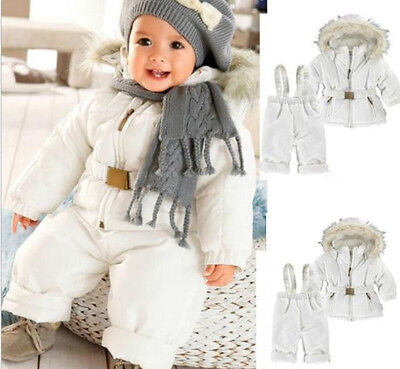 Baby Bambino Ragazzi Ragazze Bambini vestiti invernali da neve completo da Cappotto Giacca + Pantaloni Abiti