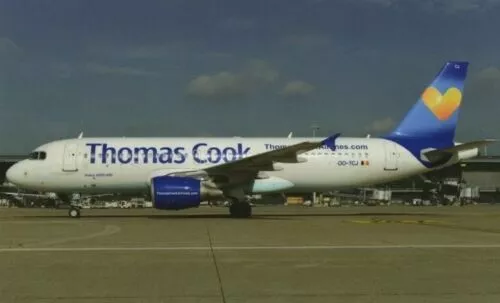 Thomas Cook Airlines Belgium Airbus A320-200 OO-TCJ @ Brussels 2014 - postcard