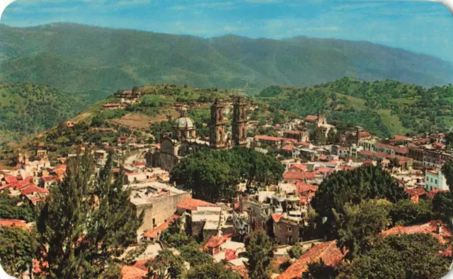 Taxco Guerrero Mexico, Aerial View Panoramic Vista Cathedral, Vintage Postcard