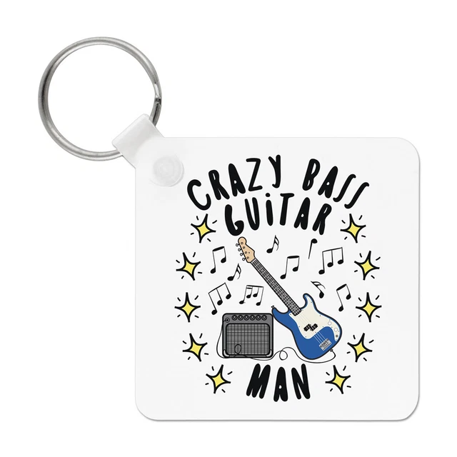 Crazy Bass Guitare Homme Stars Porte-Clés Papa Pères Jour Boyfriend Drôle