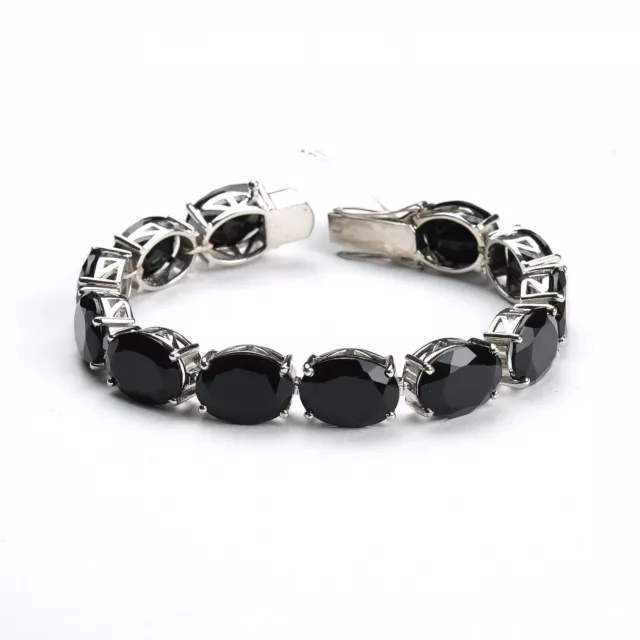 Bracciale tennis ovale in argento sterling con pietra preziosa di onice...