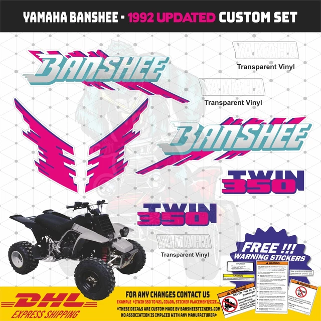 Yamaha Banshee 350 Warning Symbols Decal Kit - Vinyl Stickers For OEM Fenders (Front, Rear, Left, Right)