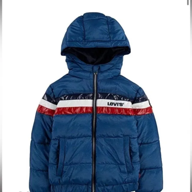 LEVI'S Little Boys Colorblock Cropped Puffer Jacket blue 6x LG, 6-7 years