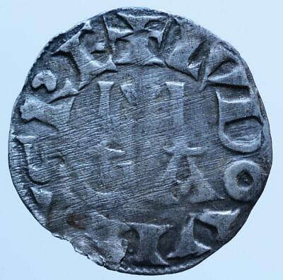 France Louis Vii Denier Pontoise 1146 Crusader Coin Genuine Silver Antique Money