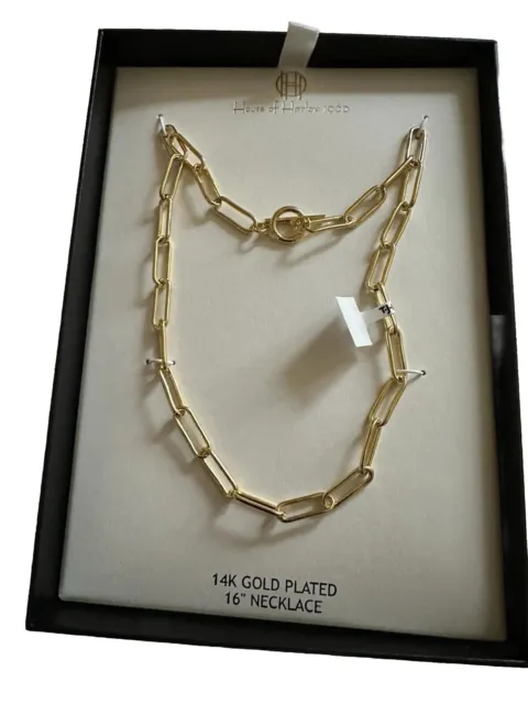 New House of Harlow 14kt gold plated paper clip necklace 16"Inch
