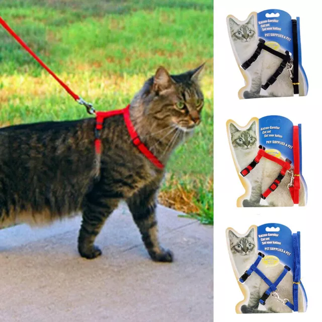 Pet Harness Lead Dog Nylon Kitten Collar Adjustable Cosy Walking Cat For Leash