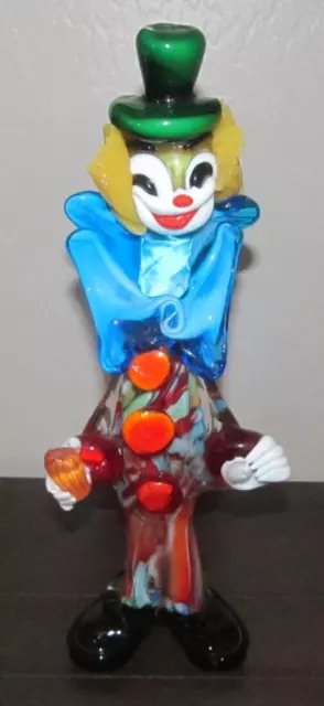 Vintage Murano Glass Circus Clown Italy! 12" Tall! Original Hand Blown Art