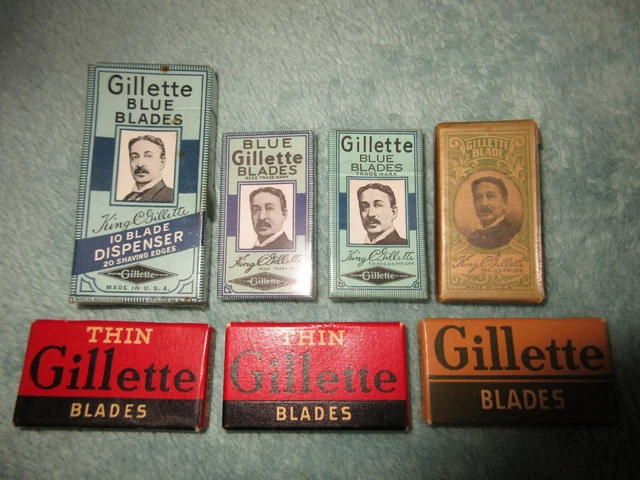 Gillette Razor Pyramid Box VINTAGE GILLETTE RAZOR Blade Lot Gillette 7 Boxes Never Opened 4 With ...