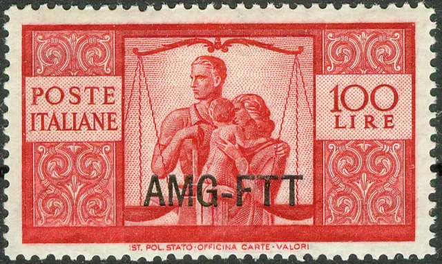 Italy AMG-FTT Trieste Zone A 1949, 100L Dark Carmine Democracy Mi.# 91, MH