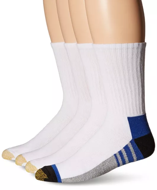$40 Gold Toe Mens 4 Pairs Pack Athletic Sport Crew Socks White Cotton Shoe 6-12