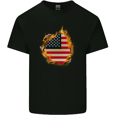 Le stelle e strisce Bandiera Americana Fire USA da Uomo Cotone T-Shirt Tee Top