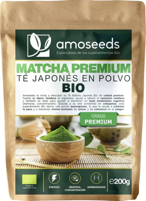 Té Verde Matcha Premium Orgánico Japonés En Polvo Bio The Tonificante y Drenante