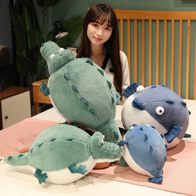 Lifelike Puffer Fish Plush Toy Animals Crocodile Soft Stuffed Pillow Dolls Gifts