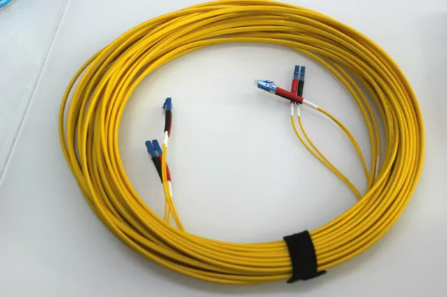 15m Glasfaser Patchkabel LWL Netzwerkkabel Duplex OS2 9/125µ LC-LC , Farbe: Gelb