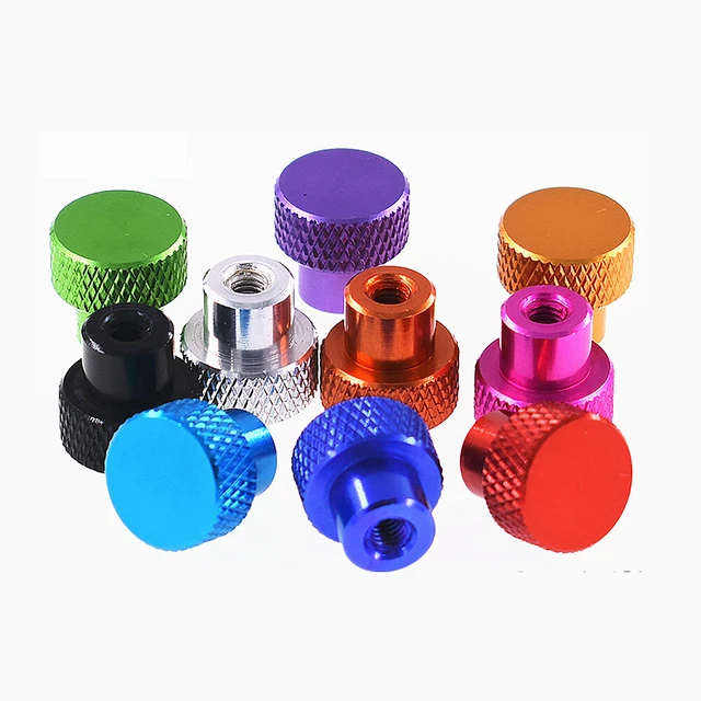 Maniglie M2/2.5 dado pollice zigrinato lega di alluminio colorato foro cieco