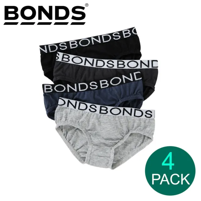 4 Pack Bonds Boys Male Kids Plain Undies Underwear Brief Jock Size 2-14 UZW14A