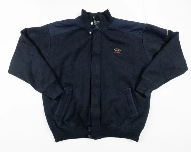 Paul & Shark Jacket Men's Large Blue Full Zip Long Sleeve Wool Yachting Adult
