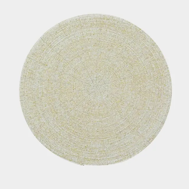Reduced!!! Beaded Placemats; Set of 2, White-Ivory, Round, 14in; for Dining