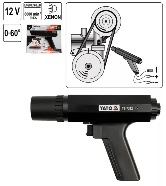 Pistola Lámpara Estroboscópica Blitzpistole Lámpara Destellos Xenon 0-60° YATO