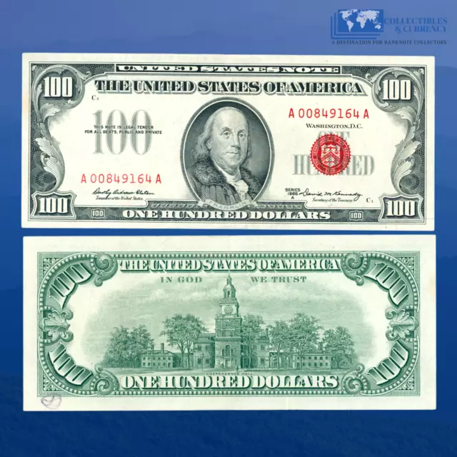 1966A $100 One Hundred Dollars Legal Tender Note Red Seal Scarce, XF #49164