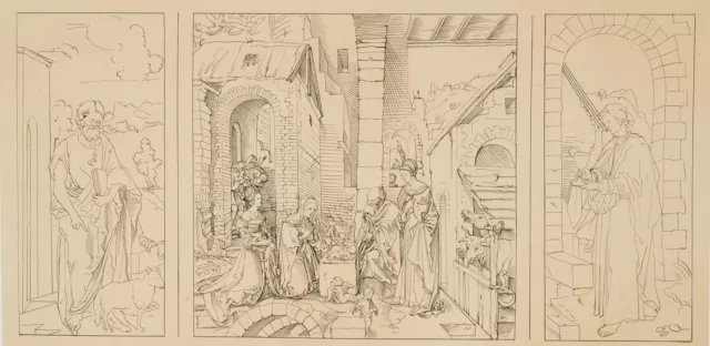 PILIZOTTI (19.Jhd) nach DÜRER (*1471), Die hl. Familie, um 1850, Lith. Renaissan