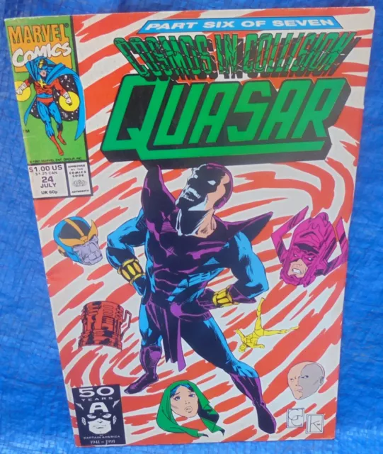 Marvel Comics Quasar #24 1991 Cosmos In Collision Thanos Infinity Gauntlet War