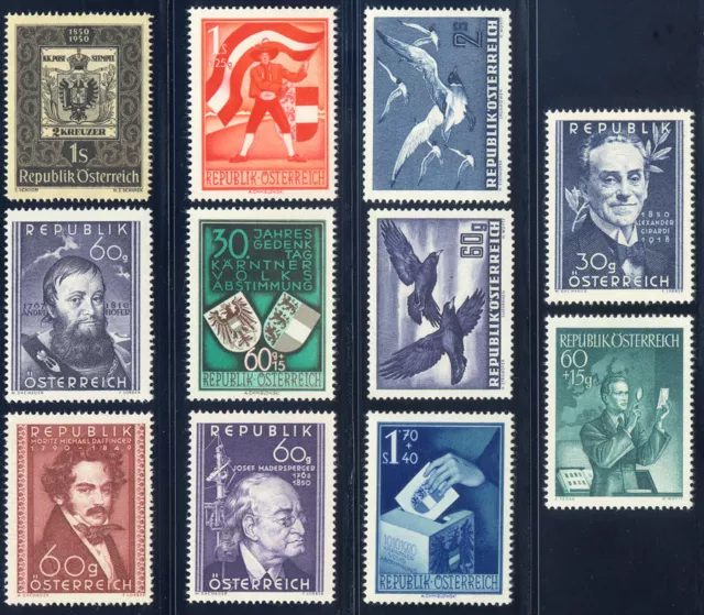 ÖSTERREICH, Jahrgang 1950, komplett tadellos postfrisch, Mi. 219,-