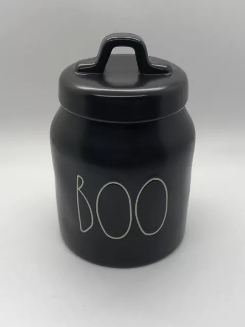 Rae Dunn Artisan "Boo" Canister Black Ceramic Baby Size 7" Halloween New