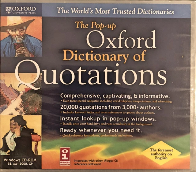 THE POP UP Oxford Dictionary Of Quotations Pc New XP A World Bank of