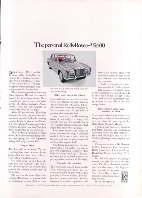 The personal Rolls-Royce $19,600 ad 1968