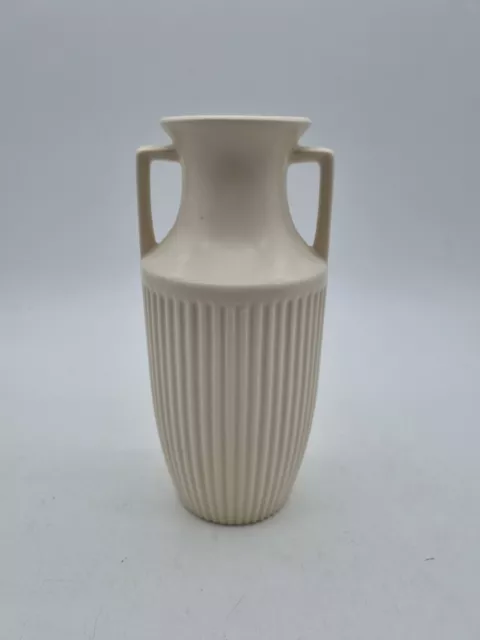 Mid Century 60'S Hornsea Pottery Cream Fluted Urn Shaped Vase