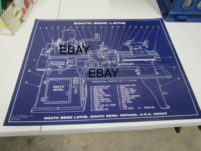 South Bend Lathe 16 X 20 Inch Reproduction Wall Hanger, Man Cave, Machine Shop