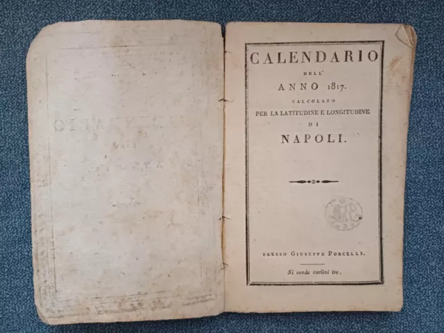1817-Calendario-Regno Delle Due Sicilie-Regno Di Napoli-Ferdinando I-Borbonico