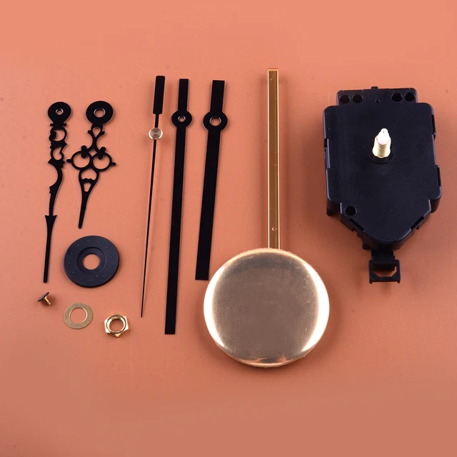 Quartz Pendulum Clock Drive Unit With Movement Mechanism & Colored Hands - Black