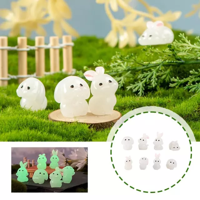 8PCS Lapin Lumineux Figurines Miniatures Fée Jardin Décoration 8Postures Dé N2I3 3