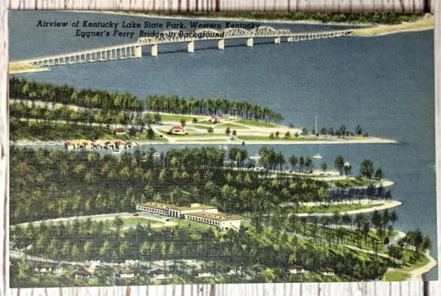 Kentucky Lake State Park Eggner's Ferry Bridge Linen Postcard