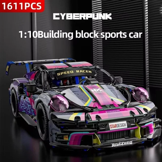 VOITURE PORSCHE GT3 Racing Super CYBERPUNK BRIQUE DE CONSTRUCTION