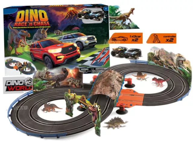 Circuit Électrique À Batterie Jurassique Machines Dinosaures Double Télécommande