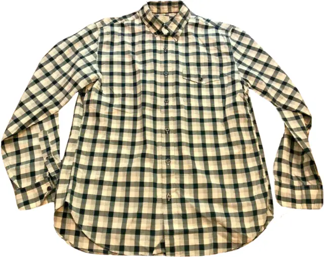 JCREW j. crew Blue Off-White Plaid Long Sleeve Button Up Shirt Top mens Medium