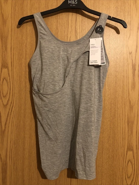 M&S reggiseno per dormire supporto gilet crossover Supersoft Flexifit grigio PJ top UK 10 NUOVO CON ETICHETTE