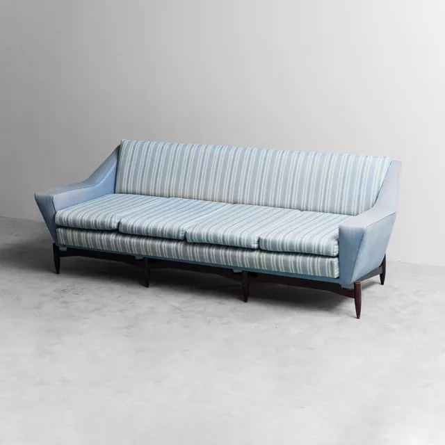 Divano 4 Posti In Legno E Tessuto Design Anni’ 60 Vintage Modernariato