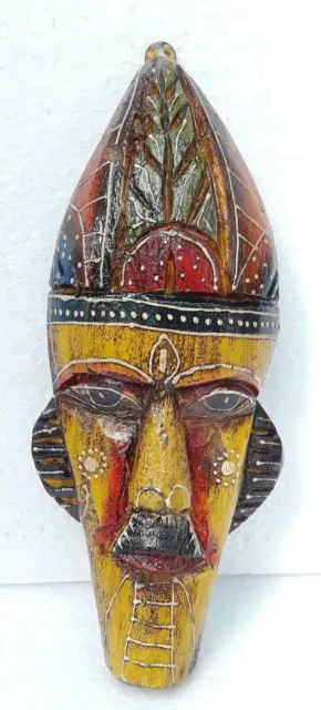 Máscara de madera vieja tallada a mano Diseño único Máscara de pared Arte...