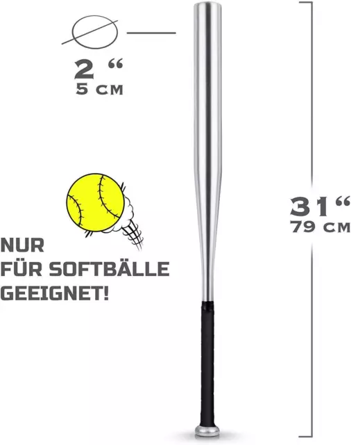 B-Ware Baseballschläger Silber 80cm Schläger Sport Baseball