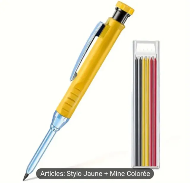 Crayon Mécanique De Charpentier Solide Avec Taille-crayon, plus boite a mines