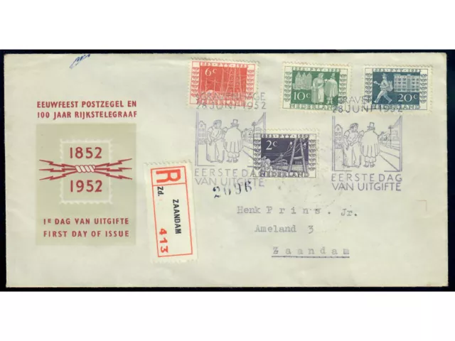 Niederlande, FDC Mi.Nr. 593-596, 100 Jahre Reichstelegraphen und Briefmarken