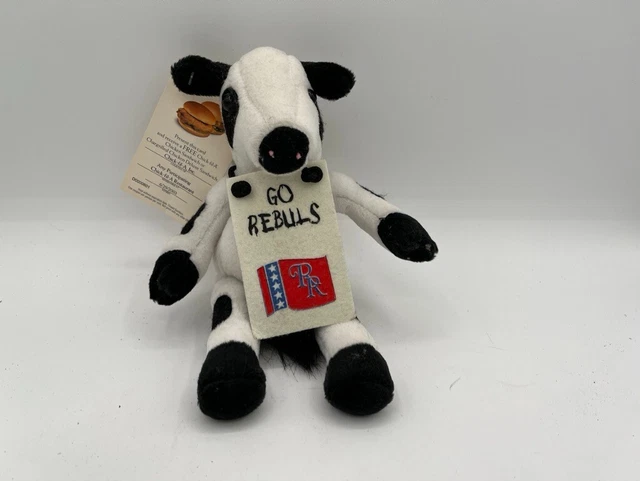 Vintage Chick-fil-a plush cow "Chikin is Brain Food" "go rebulls" craton promoti