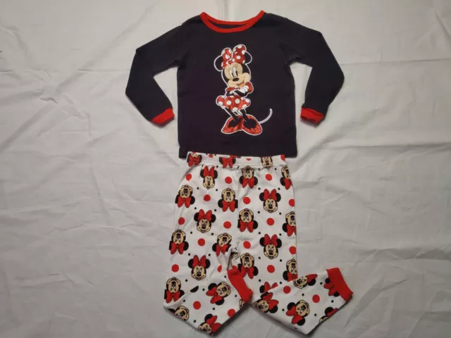 Disney Pajama Set Girl's 4T Minnie Mouse Shirt Pants 2 Piece Kids Sleep Outfit