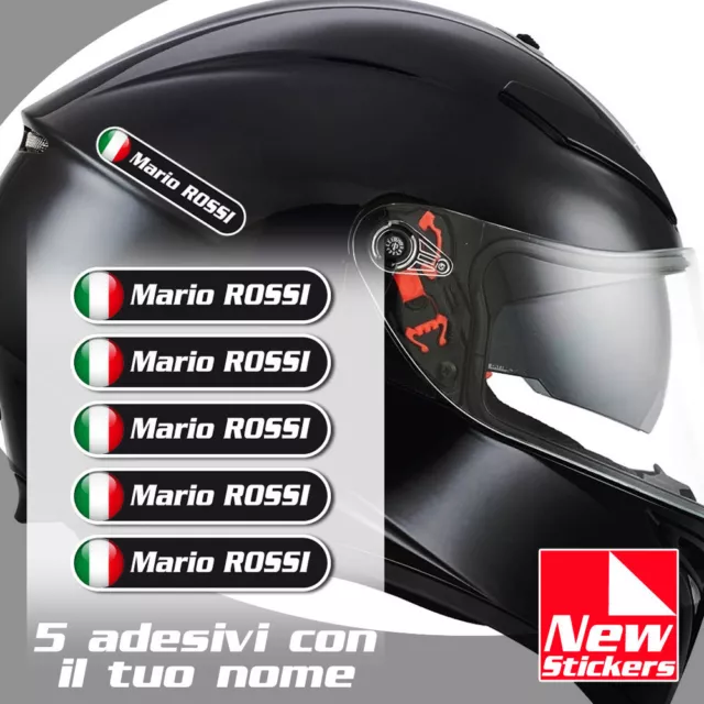 Adesivi nome con bandiera per casco moto – dim. 10×1,5cm - Orizzonte CM  Print