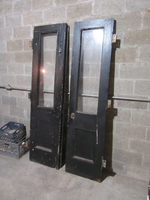 ~ Antique Walnut Double Entrance French Doors ~ 44 X 86 ~ Architectural Salvage 12